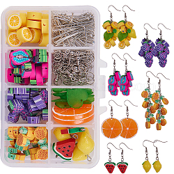 Sunnyclue 1 boîte bricolage faire 7 paires de kits de fabrication de boucles d'oreilles en argile polymère grappe de fruits - perles de fruits en argile polymère, chaînes câblées, Boucles d'oreille, instructions