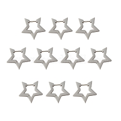 304 Stainless Steel Huggie Hoop Earrings, Star, Stainless Steel Color, 22.5x24.5x2.5mm, Pin: 1mm