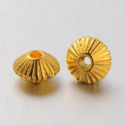 Tibetan Style Alloy Spacer Beads, Lead Free & Cadmium Free & Nickel Free, Bicone, Golden Color, 7.8mm in diameter, 5.5mm thick, hole: 1mm
