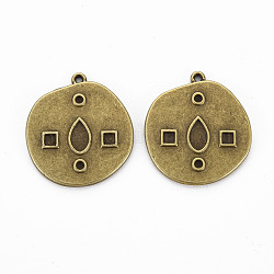 Tibetanische Legierung aus Emaille & Strass Fassungen, cadmiumfrei und bleifrei, Flachrund, Antik Bronze, für 1.4 mm Strass, 22.5x20.5x2 mm, Bohrung: 1 mm