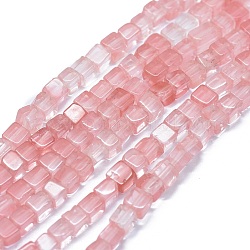 Chapelets de perles en verre de quartz de cerise, cube, 3~4.5x3~4.5x3~5mm, Trou: 0.8~1mm, Environ 89~97 pcs/chapelet, 15.1~15.5 pouce (38.5~39.5 cm)