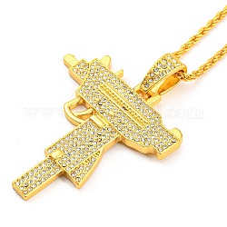 Collana con pendente a forma di pistola in zirconi trasparenti con catene in corda di lega, oro, 23.82 pollice (60.5 cm)