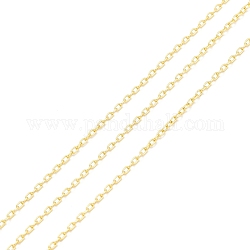 Brass Cable Chains, Long-Lasting Plated, with Spool, Cadmium Free & Lead Free, Soldered, Real 18K Gold Plated, 2x1.5x1mm, about 32.8 Feet(10m)/roll