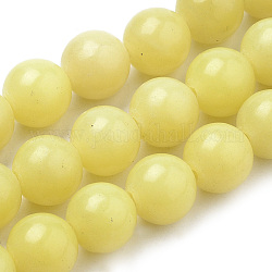 Chapelets de perles en jade citron naturel, ronde, 4mm, Trou: 1mm, Environ 90 pcs/chapelet, 15.7 pouce