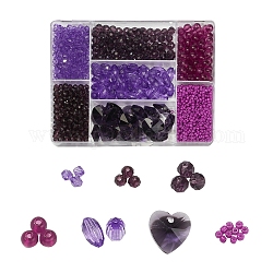 DIY Jewelry Making Kits, 1640Pcs Bicone & Rondelle & Oval & Round Glass/Acrylic Beads, 20Pcs Heart Transparent Glass Pendants, Mixed Color, Beads: 1640pcs/box