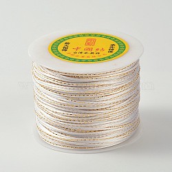 Línea de oro cuerdas cadena redonda de poliéster, blanco, 2mm, alrededor de 109.36 yarda (100 m) / rollo