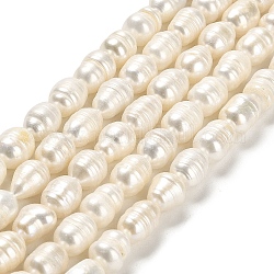 Hebras de perlas de agua dulce cultivadas naturales, arroz, grado ab, blanco floral, 10~10.5x8~9mm, agujero: 0.5 mm, aproximamente 30~31 pcs / cadena, 13.39 pulgada (34 cm)
