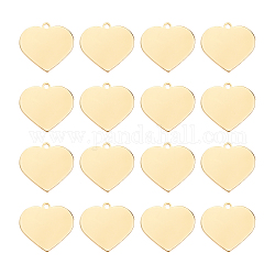 Benecreat ciondoli in ottone, timbratura tag vuoto, cuore, oro, 18.5x20x1mm, Foro: 1.5 mm, 30pcs/scatola