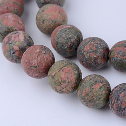 Perline Unakite naturali fili, tondo, smerigliato, 6~6.5mm, Foro: 1 mm, circa 63pcs/filo, 15.5 pollice