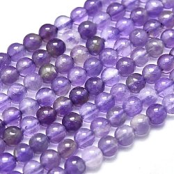 Chapelets de perles en améthyste naturelle, ronde, 4~4.5mm, Trou: 0.5mm, Environ 90~95 pcs/chapelet, 15.35 pouce (39 cm)