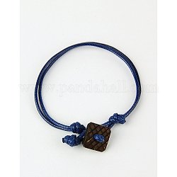 Korean Waxed Polyester Cord Bracelet Making, with Coco Buttons, Dark Blue, 205mm