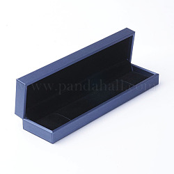 Cajas de collar de cuero de la PU, Rectángulo, azul real, 22x5.6x3.4 cm