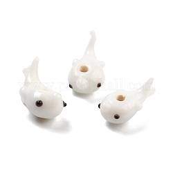 Handmade Lampwork Beads, Dolphin, White, 16~19x9~10.5x6.5~9mm, Hole: 2mm