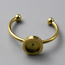 304 componentes del anillo del manguito de acero inoxidable, con 201 bandeja de acero inoxidable y cuentas, dorado, nosotros tamaño 7 1/2 (17.7 mm), Bandeja: 6 mm