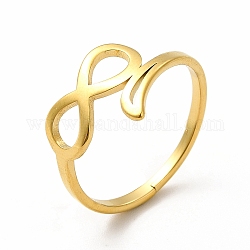 Ionenplattierung (IP) 304 ausgehöhlter Infinity-Fingerring aus Edelstahl für Frauen, echtes 18k vergoldet, Innendurchmesser: 17 mm