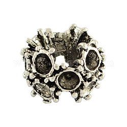 (Holiday Stock-Up Sale)Tibetan Style Alloy Flat Round Bead Rhinestone Settings, Lead Free , Antique Silver, 8x12mm, Hole: 5mm, fit for 3mm rhinestone, about 520pcs/1000g