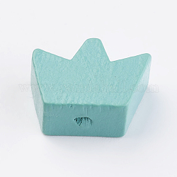 Natural Wood Beads, Dyed, Crown, Dark Cyan, 13x17x8mm, Hole: 2mm, about 806pcs/480g
