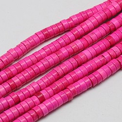 Filo di perline turchesi sintetici, perline Heishi, tinto, Rotondo piatto / disco, rosa intenso, 6x3mm, Foro: 1 mm, circa 135pcs/filo, 15.75 pollice