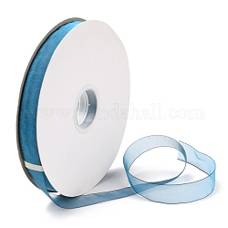 Organza Ribbons, Chiffon Satin Ribbon, for Gift Wrapping, Valentine's Day, Wedding, Birthday Party Decorate, Blue, 3/4 inch(20mm), about  200 yards/roll(182.88m/roll)