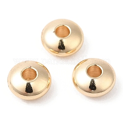 Perline in ottone,  cadmio& piombo libero, rondelle, placcato di lunga durata, oro chiaro, 6x3mm, Foro: 2 mm