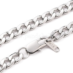 Collares de cadenas con eslabones cubanos de acero inoxidable 304 para hombre, collares de cadena gruesos, con cierre de langosta, color acero inoxidable, 20-1/4 pulgada (51.5 cm)