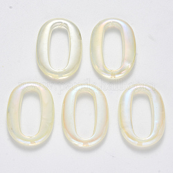 Прозрачные акриловые связывая кольца, с покрытием AB цвета, Стиль имитация драгоценных камней, овальные, бежевые, 35.5x25x4.5 мм, внутренний диаметр: 26x10.5 мм
