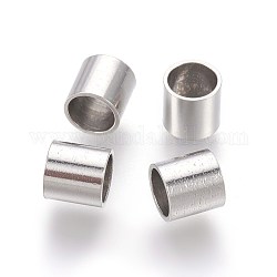 Perlas de tubo de 304 acero inoxidable, Abalorios de grande agujero, color acero inoxidable, 5x5mm, agujero: 4 mm