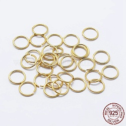 925 anello di salto aperto in argento sterling, anelli rotondi, vero placcato oro 18k, 19 gauge, 9x0.9mm, diametro interno: 7mm, circa 59pcs/10g