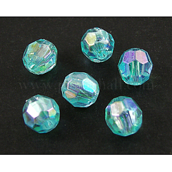 Perle acriliche trasparenti ecologiche, sfaccettato, tondo, ab colore, cielo blu, 8mm, Foro: 1.5 mm, circa 2000pcs/500g