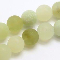 Chapelets de perles rondes en nouvelle pierre de jade matte naturelle, 6mm, Trou: 1mm, Environ 65 pcs/chapelet, 15.0 pouce