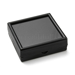 Cajas de almacenamiento cuadradas de acrílico para diamantes sueltos, Caja de gemas pequeñas con tapa de ventana visible., negro, 6.1x6.1x2 cm
