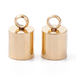201 Stainless Steel Cord Ends, End Caps, Column, Real 24K Gold Plated, 10x6mm, Hole: 2.5mm, Inner Diameter: 5mm