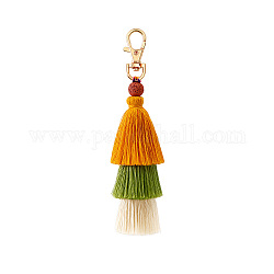 Nappa cotone pendente decorazioni, con accessori in lega, arancione, 14.8x4.5cm