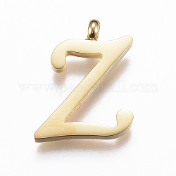 304 подвески из нержавеющей стали, Начальная буква, letter.z, золотые, 18x14x2 мм, отверстие : 2 мм