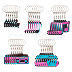 Craspire 60pcs 5 style pvc pendentif porte-clés, avec les accessoires en fer, radio et note de musique et casque, Modèles mixtes, 8.5~10 cm, 12 pièces / style