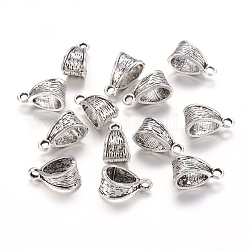 Charm Carrier Tibetan Style Tube Bails, Loop Bails, Bail Beads, Antique Silver Color, about 7.5mm wide, 15mm long, hole: 1.5mm