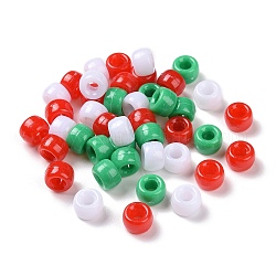 Perles acryliques opaques sur le thème de noël, rondelle, couleur mixte, 9x6x6mm, Trou: 3.7mm, environ 1900 pcs/500 g