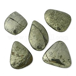Natürliche Pyrit-Cabochons mit flacher Rückseite, Mischformen, 38~57x34~48x7~8.5 mm