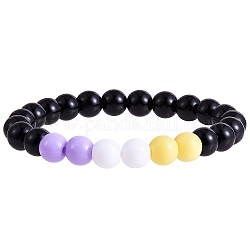 Bracelet extensible en perles rondes en acrylique pour femme, lilas, diamètre intérieur: 2-1/8 pouce (5.3 cm)