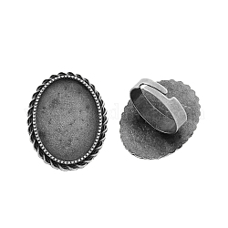 Основа для кольца с платформой, эластичная, железо, сплав, без кадмия и без свинца, античное серебро, 17x5 мм, Поднос овальный: 25x18 mm