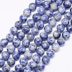 Brins de perles de jaspe de tache bleue naturelle, ronde, 8mm, Trou: 1mm, Environ 50 pcs/chapelet, 15.74 pouce