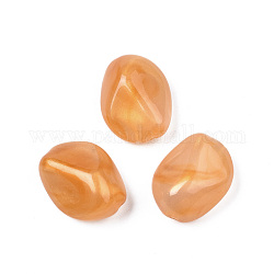 Opaque Acrylic Beads, Two Tone Color, with Glitter Powder, Nuggets, Sandy Brown, 25.5x20x12.5mm, Hole: 2mm, about 135pcs/500g