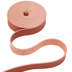 Cordón plano microfibra símil piel 2m, para la decoración de ropa, marrón, 12mm, alrededor de 2.19 yarda (2 m) / rollo