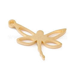 201 Stainless Steel Pendants, Manual Polishing, Vacuum Plating, Dragonfly, Real 18K Gold Plated, 11x18x1.5mm, Hole: 1.2mm