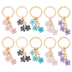 Dicosmetic 10pcs 5 Farben süßer Emaille-Schlüsselanhänger, bunter Sakura-Blumenschlüsselbund, für Frauen Mädchen Handtaschenzubehör, Mischfarbe, 74 mm, 2 Stk. je Farbe