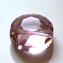 Perles d'imitation cristal autrichien, grade AAA, facette, plat rond, rose, 6x3.5mm, Trou: 0.7~0.9mm
