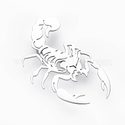 Broche de escorpión, 201 pin de solapa de animal de acero inoxidable para ropa de mochila,  sin plomo níquel, color acero inoxidable, 58x34x7mm, pin: 0.7 mm