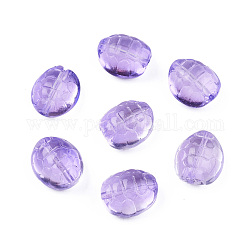 Perles de verre peintes par pulvérisation transparent, tortue, support violet, 12x11x7mm, Trou: 1mm