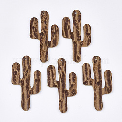 Colgantes grandes de piel de vaca ecológica, cactus, Perú, 60x30x1.5mm, agujero: 1.5 mm