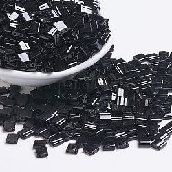 Cuentas de miyuki tila, Abalorios de la semilla japonés, 2 agujero, (tl401) negro opaco, 5x5x1.9mm, agujero: 0.8 mm, acerca 118pcs / botella, 10 g / botella